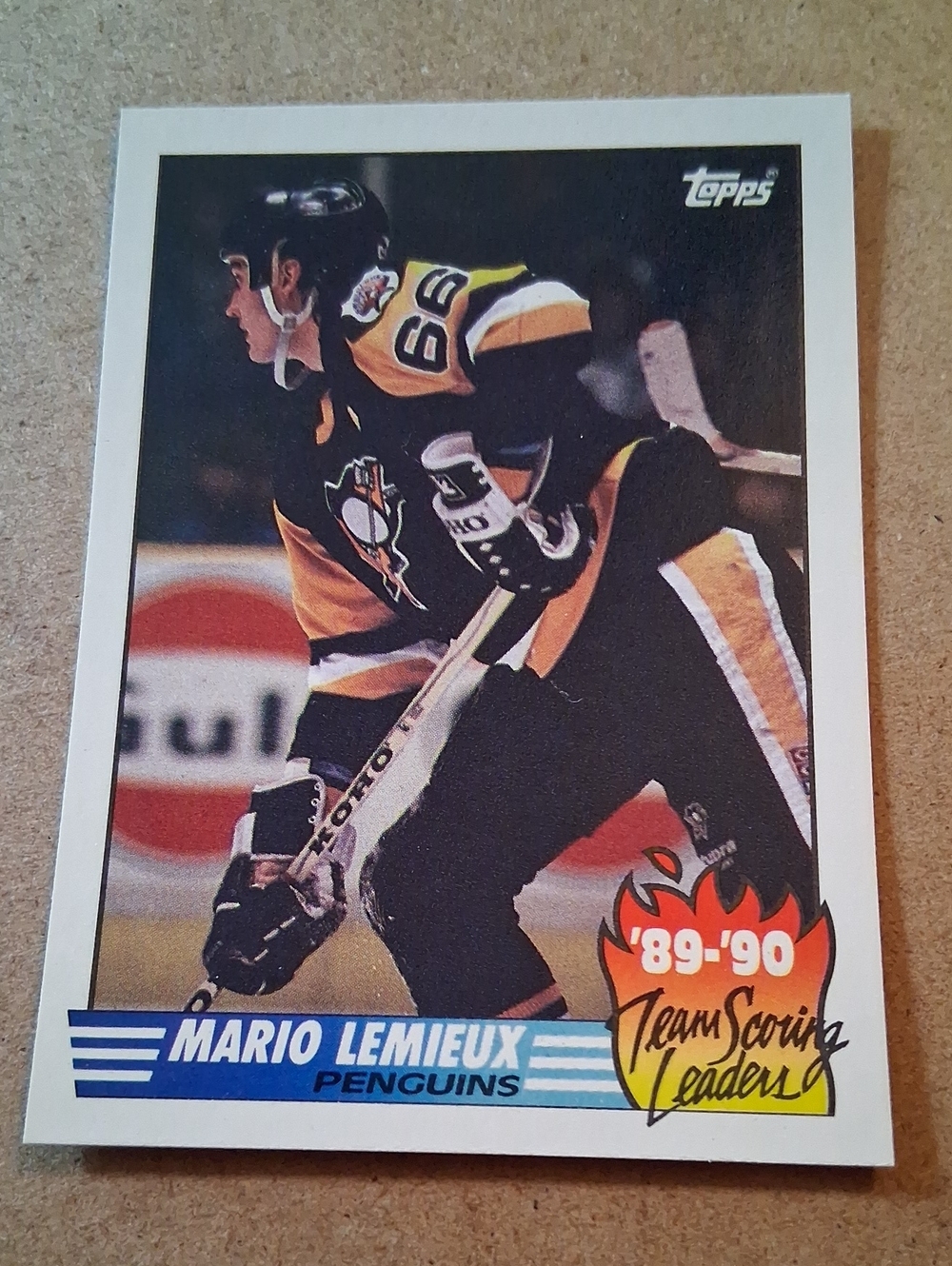 Topps Mario Lemieux Penguins Card - Black, Yellow & White